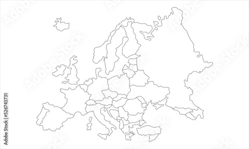 white background of europe map with line art design