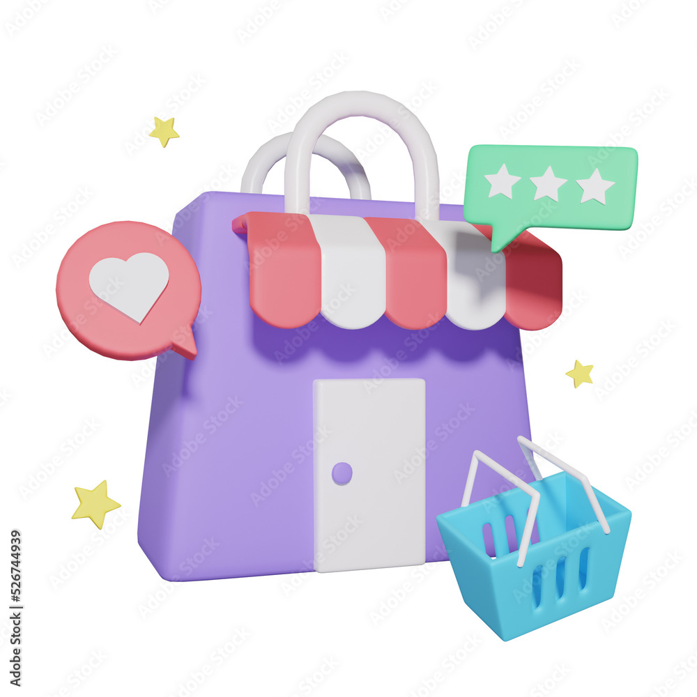 Shop Review E Commerce 3D Illustrations Shop Review E Commerce 3D Illustrations
