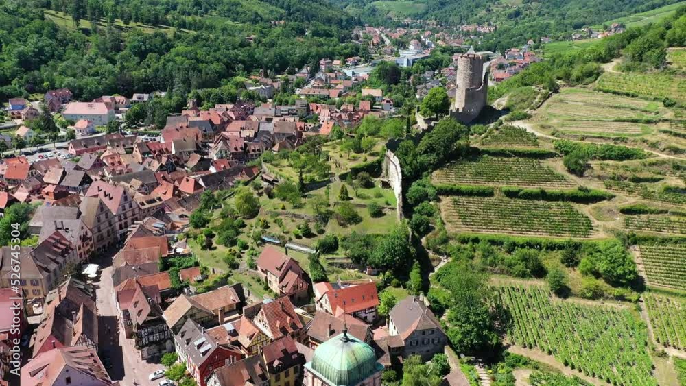 Kaysersberg in Alsace, one of the most beautiful villages of France. Kaysersberg in Alsace in the department of Haut-Rhin of the Grand Est region of France. Small village of Kaysersberg in Alsace.