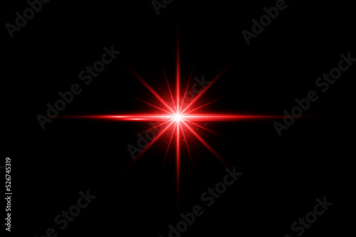 red light lens flare on black background