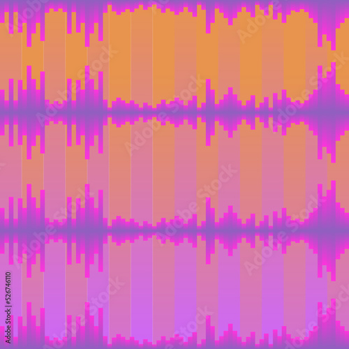 Bright background for advertising. Vector elements in the form of audio tracks. Contrasting combination of purple and orange. Electro or techno style. Thrilling sound.