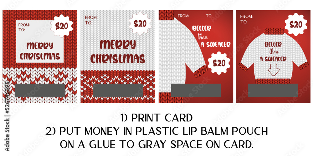 Obraz premium Christmas money card greeting. Better than a sweater lettering set of posters