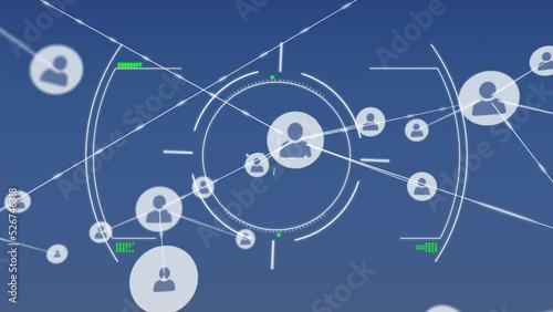 Wallpaper Mural Animation of scope scanning over network of profile icons against blue background Torontodigital.ca
