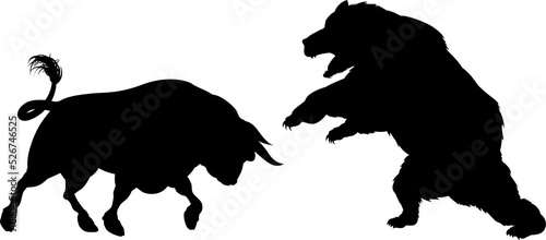 Bear Versus Bull Silhouette