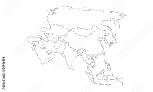 white background of asia map with line art design