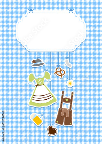 Karte Hängende Icons Oktoberfest Grün Braun Schild Karomuster