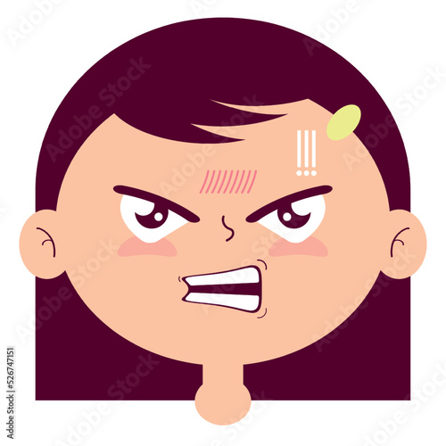 girl angry face cartoon cute