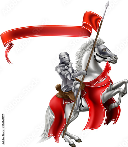 Medieval Flag Knight on Horse