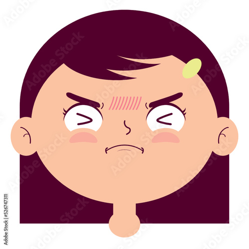 girl angry face cartoon cute