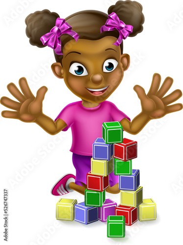 Black Girl Playing With Bui...