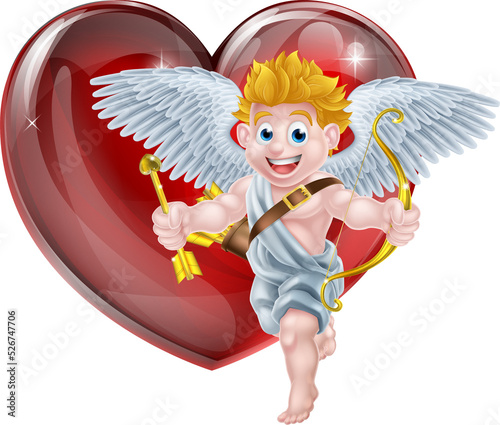 Valentines Cupid and Heart