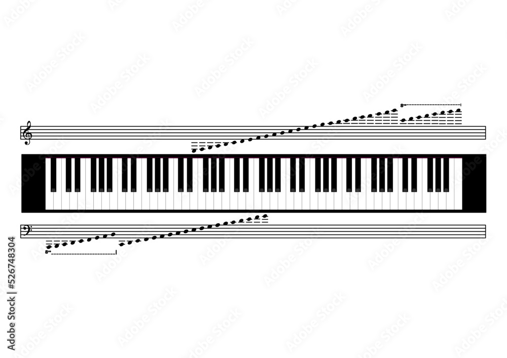 Fototapeta premium 88 piano keys vector illustration