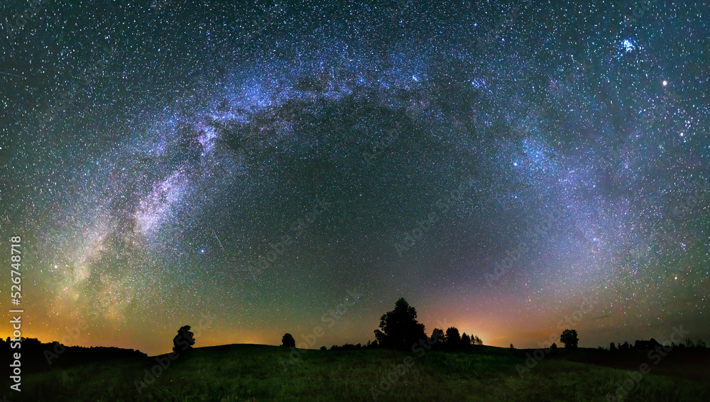 Panorama view of milky way in the night sky, deep starry sky with Milky way over head Panorama view of milky way in the night sky, deep starry sky with Milky way over head