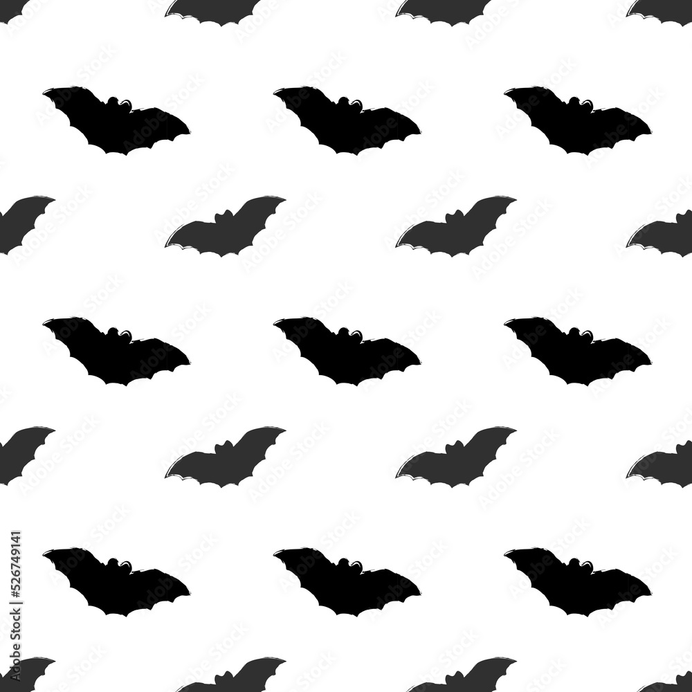 Naklejka premium Halloween bat seamless pattern. Abstract minimalistic black and white pattern.