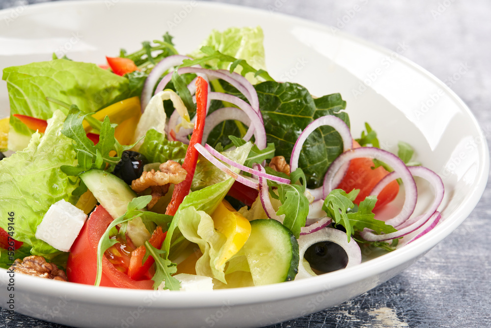 greek salad on the white plate