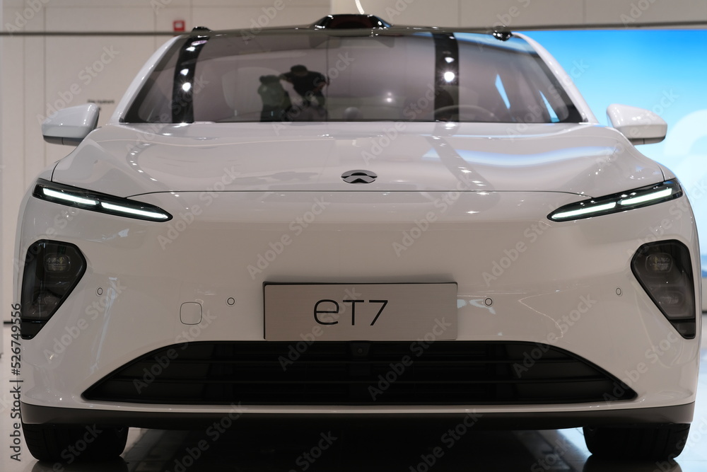 Shanghai,ChinaAugust 28th 2022 front of NIO ET7 electric sedan