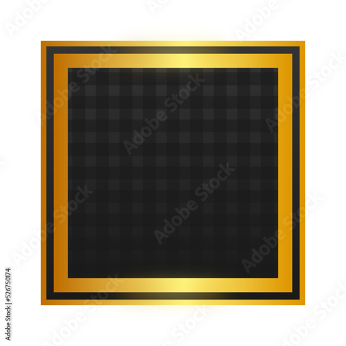 black square gold frame background 