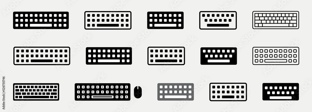 Keyboard icon set. Computer keyboard. Keypad vector. Dismiss keyboard line art icon. Computer keyboard tool signs. Technology tool keyboard. Vector illustration - obrazy, fototapety, plakaty 