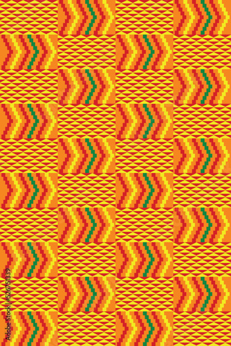 African traditional tribal ornament. Ghana Kente textile. Vector seamless pattern.