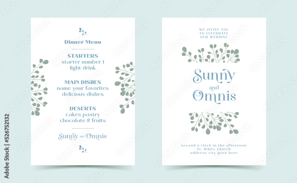Fototapeta premium Minimal wedding collection templates. Vector decorative greeting card or invitation design background. Save the date stock illustration