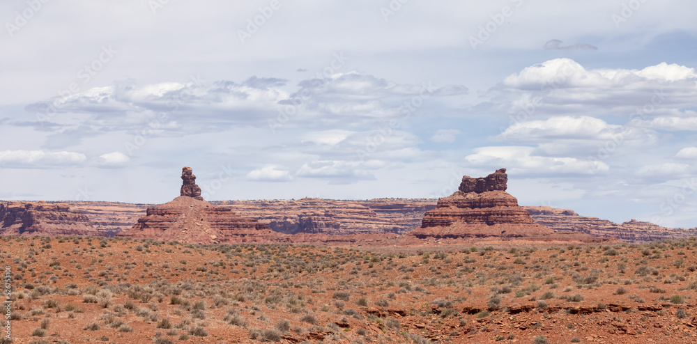 American Landscape in the Desert with Red Rock Mountain Formations. Utah, United States of America.
