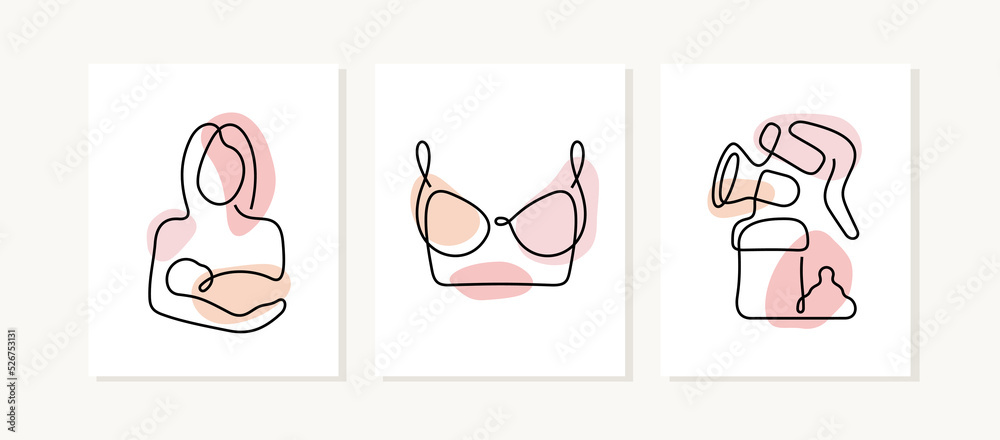 Breast feeding continuous line posters