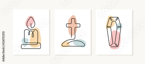 Funeral service continuous line posters