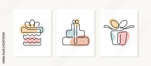 Gift boxes continuous line posters