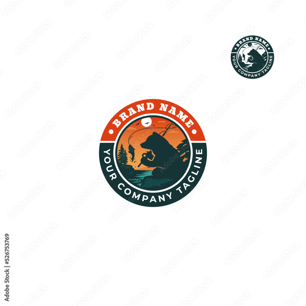 Fishing island logo vector design template Fishing island logo vector design template