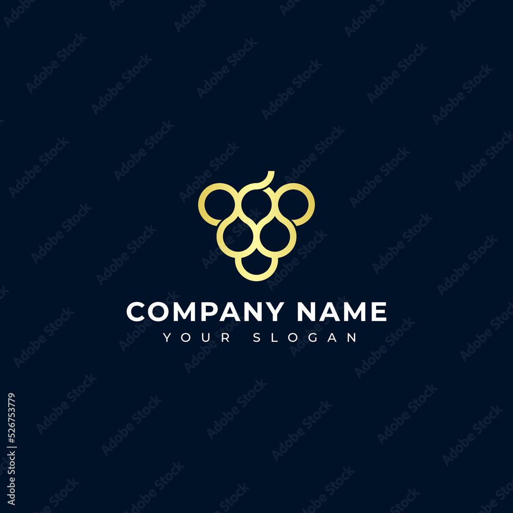 Gold grape logo vector design template Gold grape logo vector design template