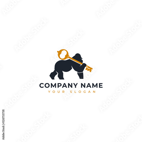 Gorilla key logo vector design template, real estate logo