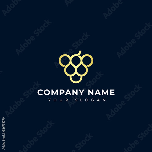 Gold grape logo vector design template