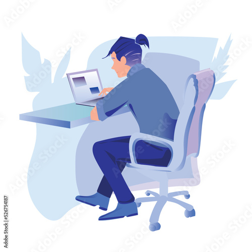 A man works on a laptop. Office work. Programmer.