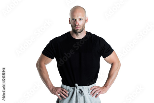 Athletic Personal Trainer posing on transparent background.