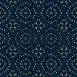 Vector ornamental seamless pattern in traditional eastern style. Golden abstract mosaic background texture with lines, stars, floral shapes. Gold and black minimal ornament. Elegant repeat geo design