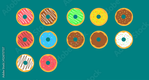 Collection of vector sweet  donut all varians