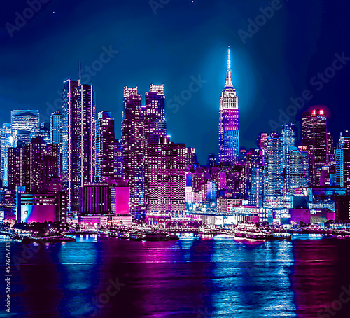 Photography illuminated night city