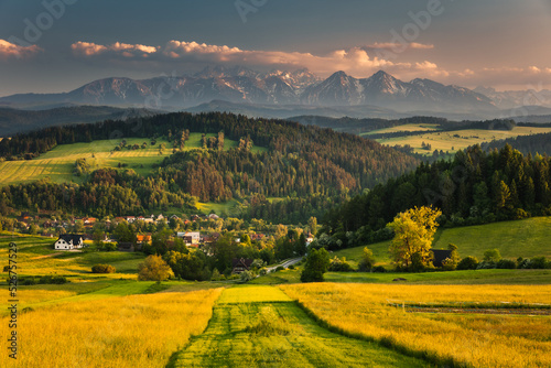 Spring view of the Tatra Mountains in Poland from Spisz and Podhale. Beautiful views from one of the most beautiful places in Ma  opolska.