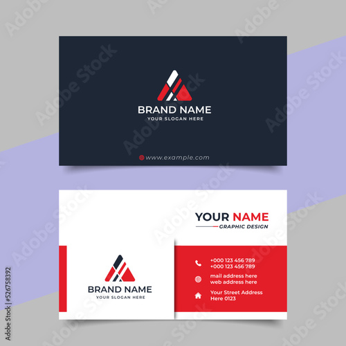 Red modern creative business card and name card horizontal simple clean template vector design	