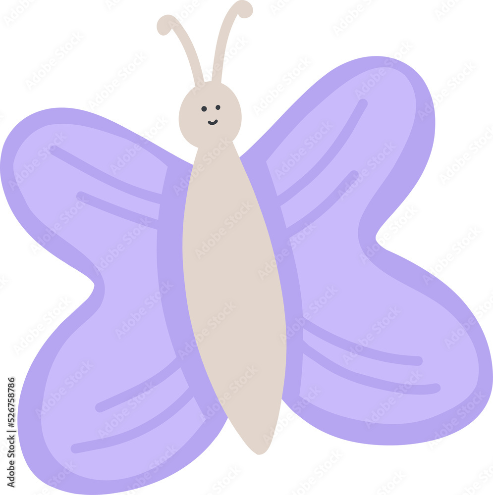 Сute butterfly with lilac wings and gray body Сute butterfly with lilac wings and gray body