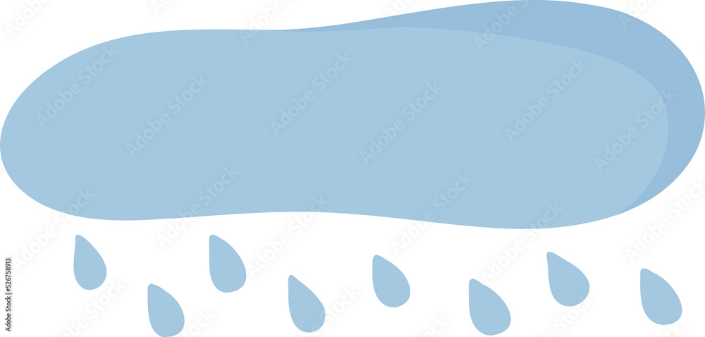 Illustration of blue rain cloud. Spring season.