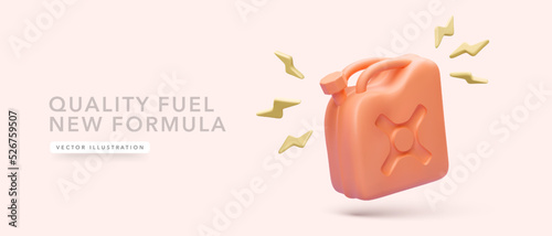 Concept banner for quality fuel in 3d realistic style. Vector illustration