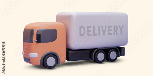 3d realistic colour delivery truck with shadow on light background. Vector illustration