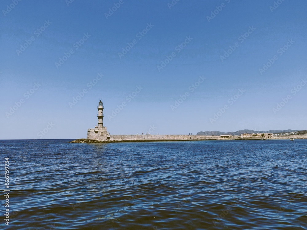 Fototapeta premium Lighthouse in the port of Chania, Greece