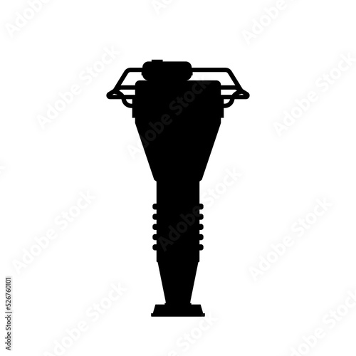 Earth rammer machine vector silhouette black color isolated. Earth rammer icon. Earth compactor vector.