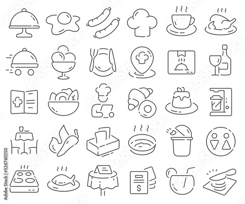Restaurant line icons collection. Thin outline icons pack. Vector illustration eps10