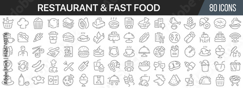 Restaurant and fast food line icons collection. Big UI icon set in a flat design. Thin outline icons pack. Vector illustration EPS10 © stas111