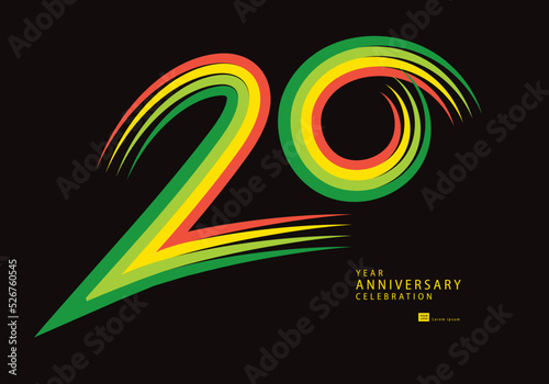 20 years anniversary celebration logotype colorful line vector, 20th birthday logo, 20 number design, Banner template, logo number elements for invitation card, poster, t-shirt.