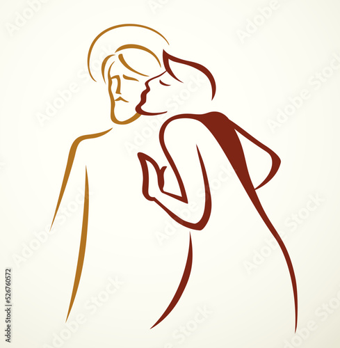 Kiss of Judas. Betrayal. Vector drawing