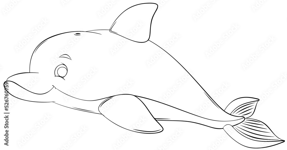 Fototapeta premium Dolphin. Element for coloring page. Cartoon style.